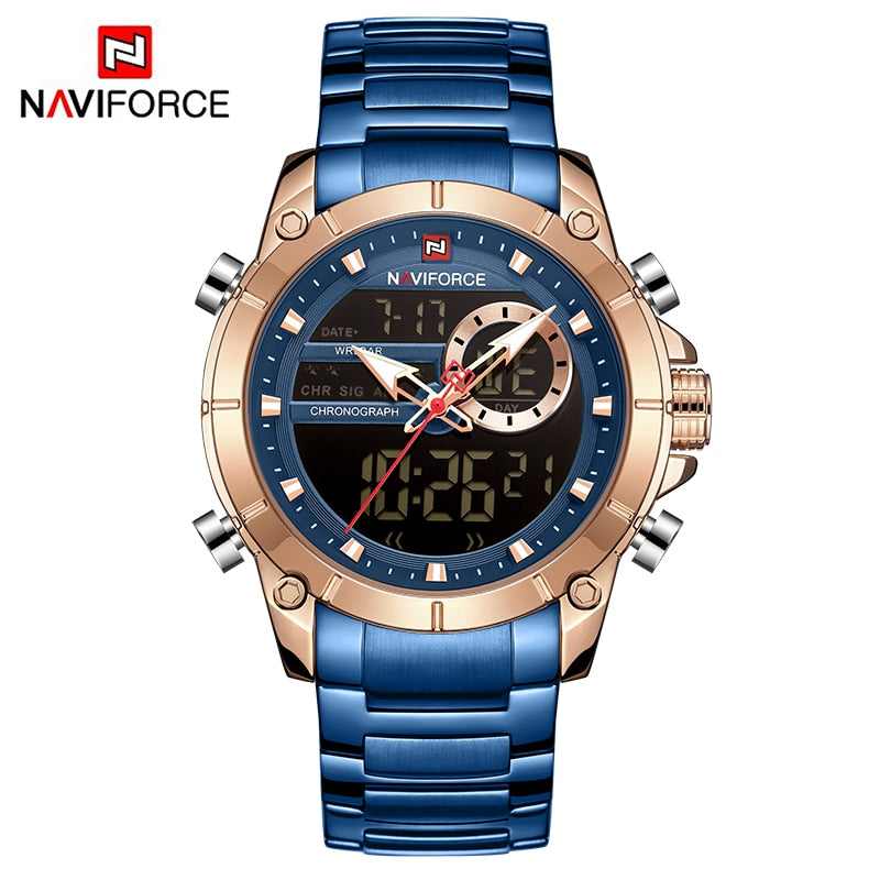 NAVIFORCE Luxury Original Sports Wrist Watch For Men Quartz Steel Waterproof Digital Fashion Watches Male Relogio Masculino 9163