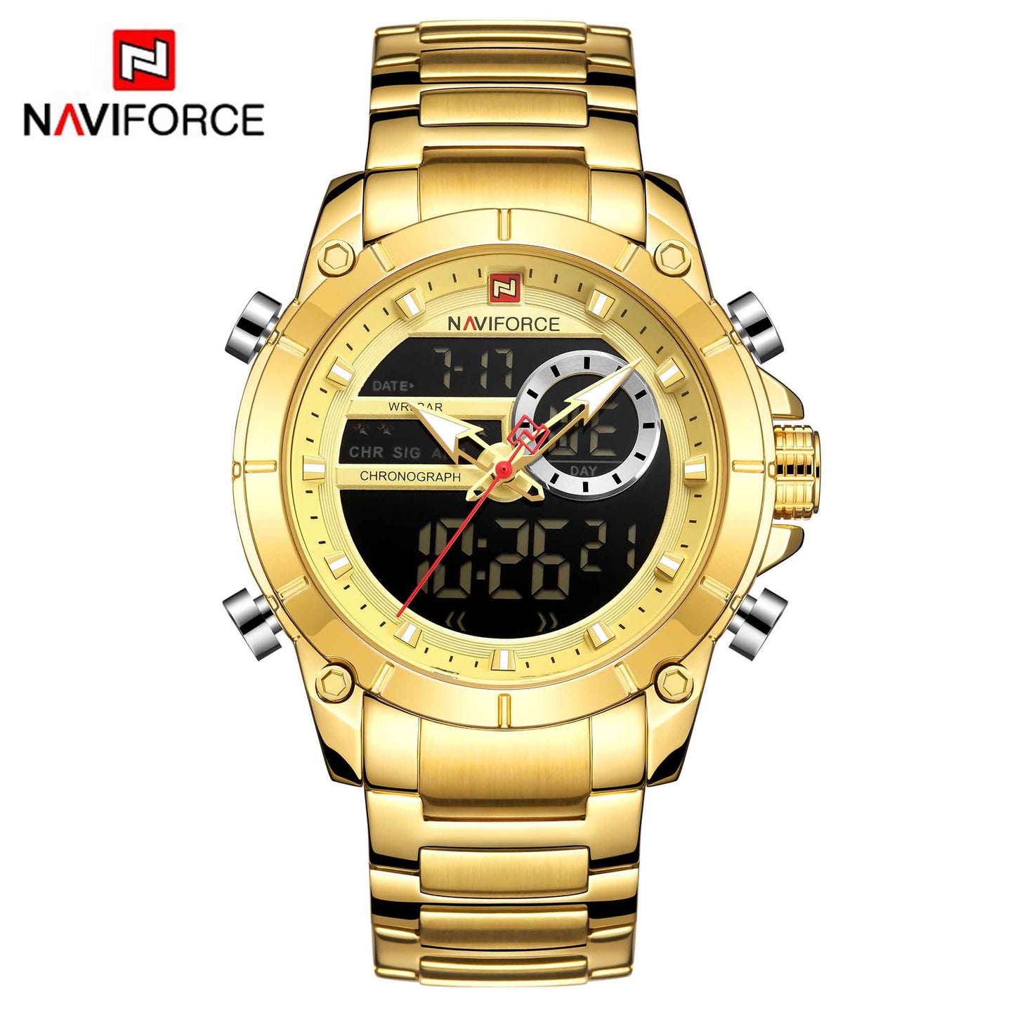 NAVIFORCE Luxury Original Sports Wrist Watch For Men Quartz Steel Waterproof Digital Fashion Watches Male Relogio Masculino 9163